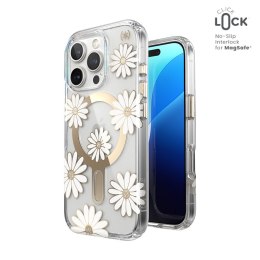 Speck Presidio Lux ClickLock & MagSafe - Etui iPhone 16 Pro (Sunshine Daisies / Clear / Gold) Speck