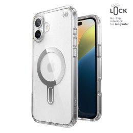 Speck Presidio Perfect-Clear ClickLock & MagSafe - Etui iPhone 16 Plus (Clear / Chrome Finish / Serene Silver) Speck