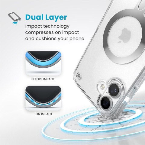 Speck Presidio Perfect-Clear ClickLock & MagSafe - Etui iPhone 16 Plus (Clear / Chrome Finish / Serene Silver) Speck Speck Presidio Perfect-Clear ClickLock & MagSafe - Etui iPhone 16 Plus (Clear / Chrome Finish / Serene Silver) Speck