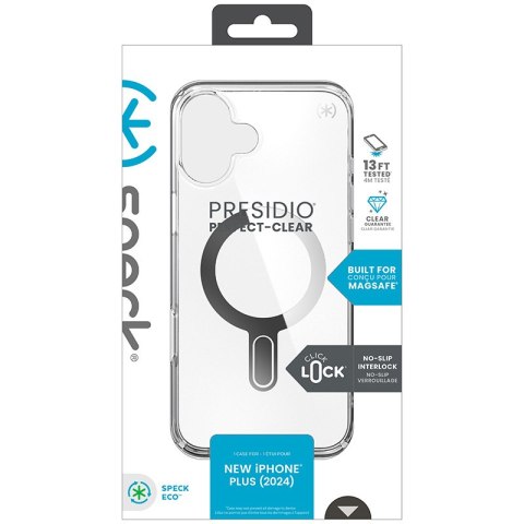 Speck Presidio Perfect-Clear ClickLock & MagSafe - Etui iPhone 16 Plus (Clear / Chrome Finish / Serene Silver) Speck Speck Presidio Perfect-Clear ClickLock & MagSafe - Etui iPhone 16 Plus (Clear / Chrome Finish / Serene Silver) Speck