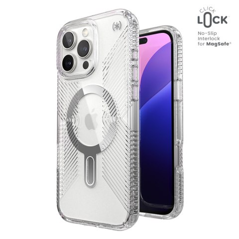 Speck Presidio Perfect-Clear Grip ClickLock & MagSafe - Etui iPhone 16 Pro Max (Clear / Chrome Finish / Serene Silver) Speck Speck Presidio Perfect-Clear Grip ClickLock & MagSafe - Etui iPhone 16 Pro Max (Clear / Chrome Finish / Serene Silver) Speck