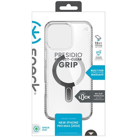 Speck Presidio Perfect-Clear Grip ClickLock & MagSafe - Etui iPhone 16 Pro Max (Clear / Chrome Finish / Serene Silver) Speck Speck Presidio Perfect-Clear Grip ClickLock & MagSafe - Etui iPhone 16 Pro Max (Clear / Chrome Finish / Serene Silver) Speck