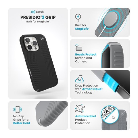 Speck Presidio2 Grip - Etui iPhone 16 Pro (Black / Slate Grey / White) Speck Speck Presidio2 Grip - Etui iPhone 16 Pro (Black / Slate Grey / White) Speck