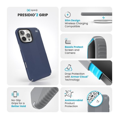 Speck Presidio2 Grip - Etui iPhone 16 Pro Max (Coastal Blue / Dust Grey / White) Speck Speck Presidio2 Grip - Etui iPhone 16 Pro Max (Coastal Blue / Dust Grey / White) Speck