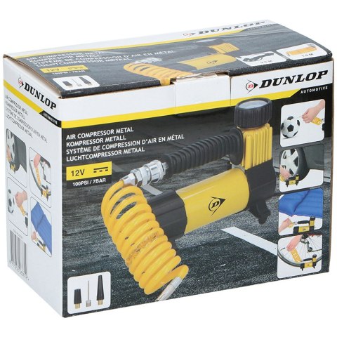 Dunlop - kompresor 12 V 100 Psi, zestaw z wężem i końcówkami Dunlop Dunlop - kompresor 12 V 100 Psi, zestaw z wężem i końcówkami Dunlop