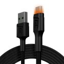 Green Cell Ray - Kabel Przewód USB - Micro USB 200cm z pomarańczowym podświetleniem LED, szybkie ładowanie Ultra Charge, QC 3.0 Green Cell
