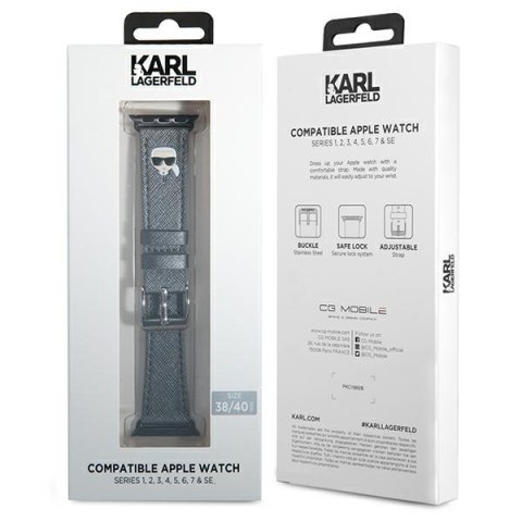 Karl Lagerfeld Saffiano Karl Head - Pasek do Apple Watch 38/40/41 mm (srebrny) Karl Lagerfeld Karl Lagerfeld Saffiano Karl Head - Pasek do Apple Watch 38/40/41 mm (srebrny) Karl Lagerfeld