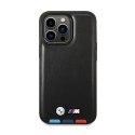 BMW Leather Hot Stamp Tricolor MagSafe - Etui iPhone 14 Pro (Czarny) BMW