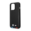 BMW Leather Hot Stamp Tricolor MagSafe - Etui iPhone 14 Pro (Czarny) BMW