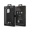 BMW Leather Hot Stamp Tricolor MagSafe - Etui iPhone 14 Pro (Czarny) BMW