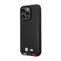 BMW Leather Hot Stamp Tricolor MagSafe - Etui iPhone 14 Pro Max (Czarny) BMW