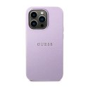 Guess Saffiano Metal Logo Stripes - Etui iPhone 14 Pro (liliowy) Guess