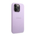 Guess Saffiano Metal Logo Stripes - Etui iPhone 14 Pro (liliowy) Guess