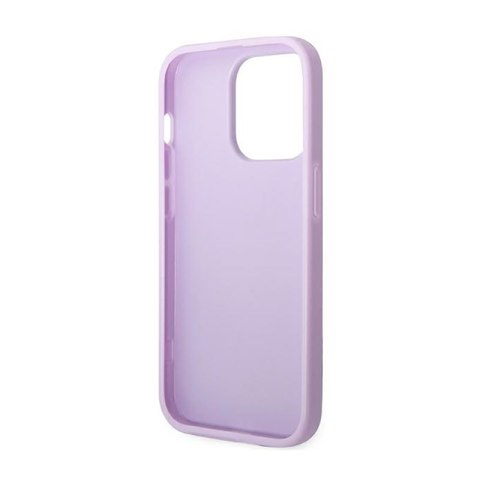 Guess Saffiano Metal Logo Stripes - Etui iPhone 14 Pro (liliowy) Guess Guess Saffiano Metal Logo Stripes - Etui iPhone 14 Pro (liliowy) Guess