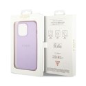 Guess Saffiano Metal Logo Stripes - Etui iPhone 14 Pro (liliowy) Guess