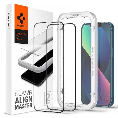 Spigen Alm Glass FC 2-Pack - Szkło hartowane do iPhone 16e / iPhone 14 / iPhone 13 / iPhone 13 Pro 2 szt (Czarna ramka) Spigen Spigen Alm Glass FC 2-Pack - Szkło hartowane do iPhone 16e / iPhone 14 / iPhone 13 / iPhone 13 Pro 2 szt (Czarna ramka) Spigen