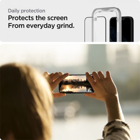 Spigen Alm Glass FC 2-Pack - Szkło hartowane do iPhone 16e / iPhone 14 / iPhone 13 / iPhone 13 Pro 2 szt (Czarna ramka) Spigen Spigen Alm Glass FC 2-Pack - Szkło hartowane do iPhone 16e / iPhone 14 / iPhone 13 / iPhone 13 Pro 2 szt (Czarna ramka) Spigen