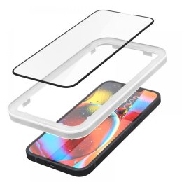 Spigen Alm Glass FC - Szkło hartowane do iPhone 16e / iPhone 14 / iPhone 13 / iPhone 13 Pro (Czarna ramka) Spigen