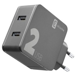 Cellularline Multipower 2 - Ładowarka sieciowa 2x USB-A 12W + 12W (czarny) Cellularline