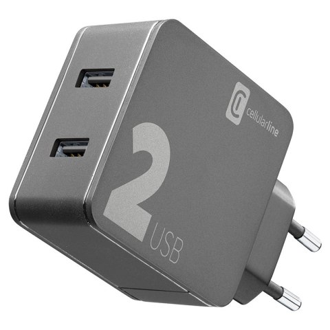 Cellularline Multipower 2 - Ładowarka sieciowa 2x USB-A 12W + 12W (czarny) Cellularline Cellularline Multipower 2 - Ładowarka sieciowa 2x USB-A 12W + 12W (czarny) Cellularline