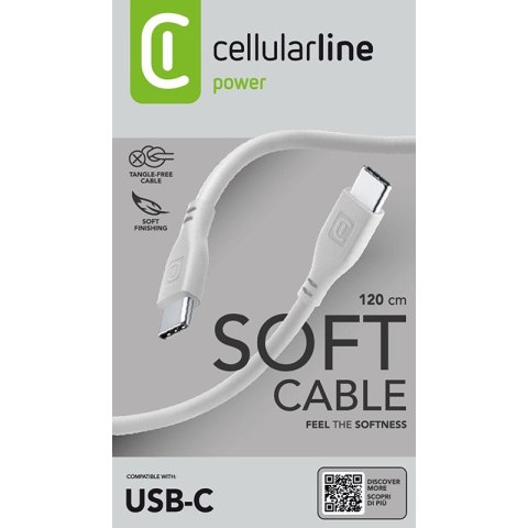 Cellularline Soft Cable - Kabel USB-C do USB-C 1.2 m (szary) Cellularline Cellularline Soft Cable - Kabel USB-C do USB-C 1.2 m (szary) Cellularline