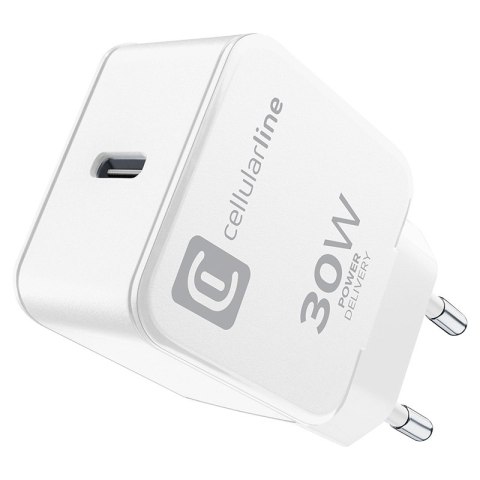 Cellularline The One - Ładowarka sieciowa USB-C Power Delivery 30W (biały) Cellularline Cellularline The One - Ładowarka sieciowa USB-C Power Delivery 30W (biały) Cellularline