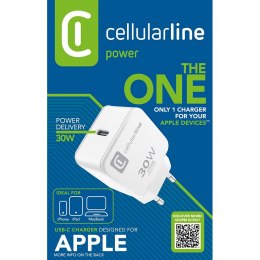 Cellularline The One - Ładowarka sieciowa USB-C Power Delivery 30W (biały) Cellularline