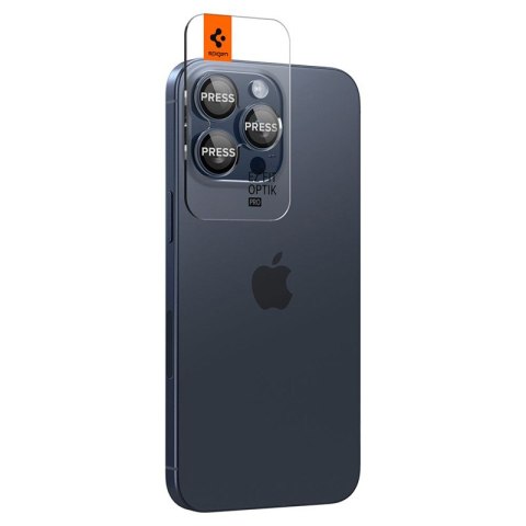 Spigen Optik Pro GLAS.TR EZ Fit Camera Protector 2-Pack - Szkło ochronne na obiektyw do iPhone 15 Pro / 15 Pro Max / iPhone 14 P Spigen Spigen Optik Pro GLAS.TR EZ Fit Camera Protector 2-Pack - Szkło ochronne na obiektyw do iPhone 15 Pro / 15 Pro Max / iPhone 14 P Spigen