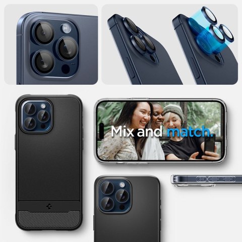 Spigen Optik Pro GLAS.TR EZ Fit Camera Protector 2-Pack - Szkło ochronne na obiektyw do iPhone 15 Pro / 15 Pro Max / iPhone 14 P Spigen Spigen Optik Pro GLAS.TR EZ Fit Camera Protector 2-Pack - Szkło ochronne na obiektyw do iPhone 15 Pro / 15 Pro Max / iPhone 14 P Spigen