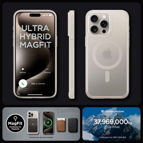 Spigen Ultra Hybrid Mag MagSafe - Etui do iPhone 15 Pro (Frost Natural Titanium) Spigen Spigen Ultra Hybrid Mag MagSafe - Etui do iPhone 15 Pro (Frost Natural Titanium) Spigen