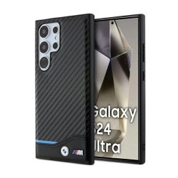 BMW Leather Carbon Blue Line - Etui Samsung Galaxy S24 Ultra (czarny) BMW