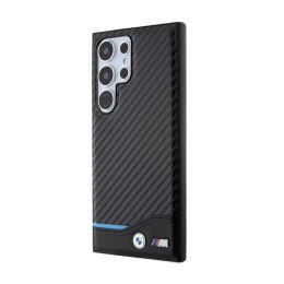 BMW Leather Carbon Blue Line - Etui Samsung Galaxy S24 Ultra (czarny) BMW