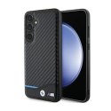 BMW Leather Carbon Blue Line - Etui Samsung Galaxy S24+ (czarny) BMW