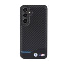 BMW Leather Carbon Blue Line - Etui Samsung Galaxy S24+ (czarny) BMW