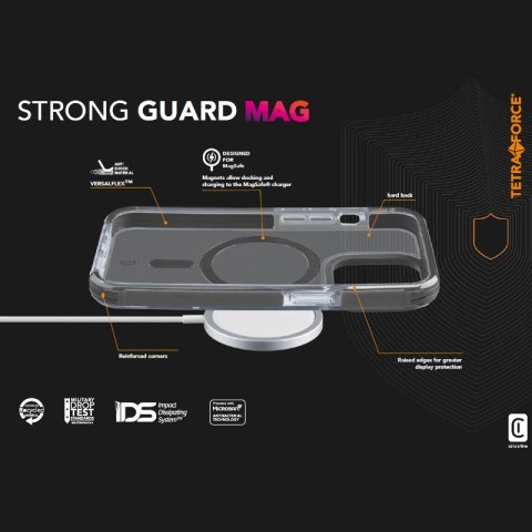 Cellularline Tetra Force Strong Guard Mag - Etui iPhone 15 Pro MagSafe z powłoką MICROBAN (przezroczysty) Cellularline Cellularline Tetra Force Strong Guard Mag - Etui iPhone 15 Pro MagSafe z powłoką MICROBAN (przezroczysty) Cellularline