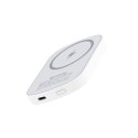 Crong MagSpot Power Bank - Bezprzewodowy power bank ultra slim z MagSafe 5000mAh, USB-C 20W PD (biały) Crong