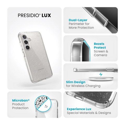 Speck Presidio Lux Glitter - Etui Samsung Galaxy S24 (Clear / Gold Glitter) Speck Speck Presidio Lux Glitter - Etui Samsung Galaxy S24 (Clear / Gold Glitter) Speck