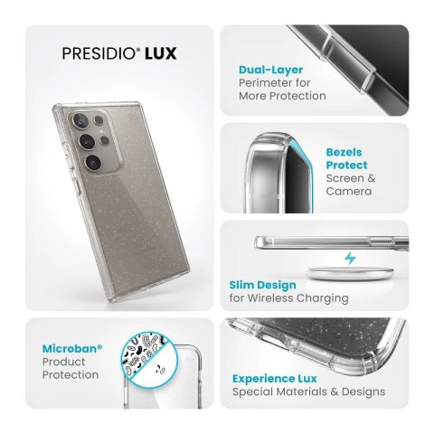 Speck Presidio Lux Glitter - Etui Samsung Galaxy S24 Ultra (Clear / Gold Glitter) Speck Speck Presidio Lux Glitter - Etui Samsung Galaxy S24 Ultra (Clear / Gold Glitter) Speck