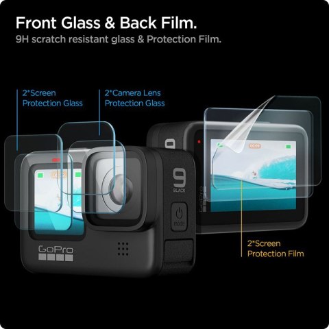 Spigen Glas.TR Slim + Film 2-Set - Zestaw szkieł i folii do GoPro Hero 12 / 11 / 10 / 9 (2 zestawy) Spigen Spigen Glas.TR Slim + Film 2-Set - Zestaw szkieł i folii do GoPro Hero 12 / 11 / 10 / 9 (2 zestawy) Spigen