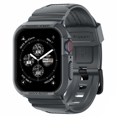 Spigen Rugged Armor Pro - Pasek z obudową do Apple Watch 4/5/6/7/8/9/SE 44/45 mm (Dark Grey) Spigen Spigen Rugged Armor Pro - Pasek z obudową do Apple Watch 4/5/6/7/8/9/SE 44/45 mm (Dark Grey) Spigen