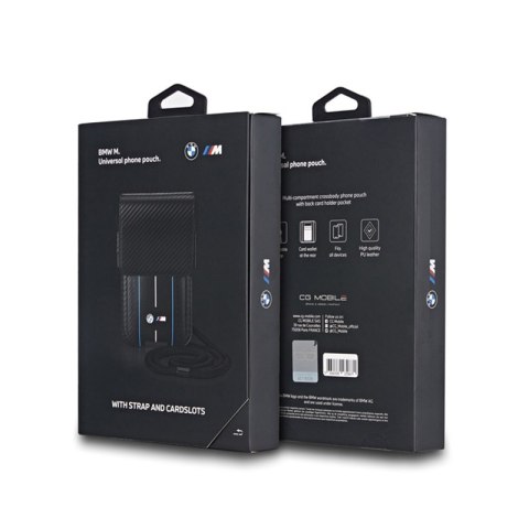 BMW Carbon Blue Stripes Wallet Bag - Torebka na telefon (czarny) BMW BMW Carbon Blue Stripes Wallet Bag - Torebka na telefon (czarny) BMW