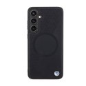 BMW Leather Half Textured & Circle MagSafe - Etui Samsung Galaxy S24 (czarny) BMW
