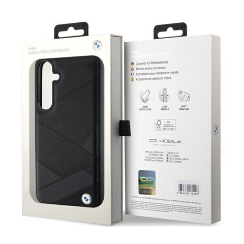 BMW Signature Leather Crossing Lines Pattern - Etui Samsung Galaxy S24 (czarny) BMW BMW Signature Leather Crossing Lines Pattern - Etui Samsung Galaxy S24 (czarny) BMW
