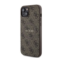 Guess 4G Collection Leather Metal Logo MagSafe - Etui iPhone 15 Plus / 14 Plus (brązowy) Guess