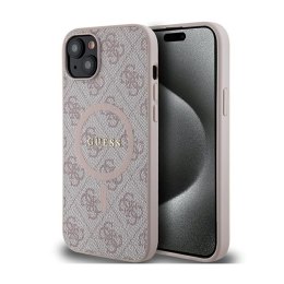 Guess 4G Collection Leather Metal Logo MagSafe - Etui iPhone 15 Plus / 14 Plus (różowy) Guess