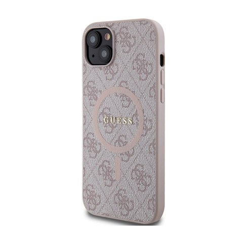 Guess 4G Collection Leather Metal Logo MagSafe - Etui iPhone 15 Plus / 14 Plus (różowy) Guess Guess 4G Collection Leather Metal Logo MagSafe - Etui iPhone 15 Plus / 14 Plus (różowy) Guess