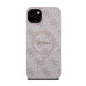 Guess 4G Collection Leather Metal Logo MagSafe - Etui iPhone 15 Plus / 14 Plus (różowy) Guess