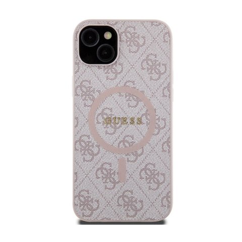 Guess 4G Collection Leather Metal Logo MagSafe - Etui iPhone 15 Plus / 14 Plus (różowy) Guess Guess 4G Collection Leather Metal Logo MagSafe - Etui iPhone 15 Plus / 14 Plus (różowy) Guess