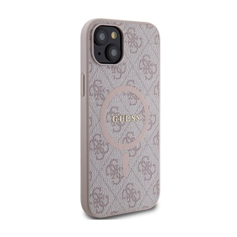 Guess 4G Collection Leather Metal Logo MagSafe - Etui iPhone 15 Plus / 14 Plus (różowy) Guess Guess 4G Collection Leather Metal Logo MagSafe - Etui iPhone 15 Plus / 14 Plus (różowy) Guess