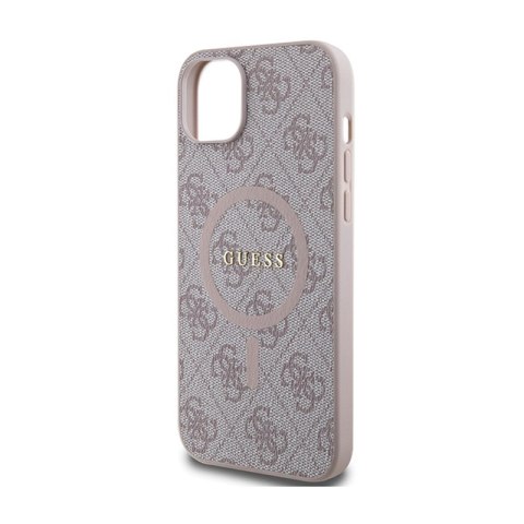 Guess 4G Collection Leather Metal Logo MagSafe - Etui iPhone 15 Plus / 14 Plus (różowy) Guess Guess 4G Collection Leather Metal Logo MagSafe - Etui iPhone 15 Plus / 14 Plus (różowy) Guess
